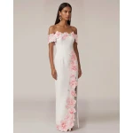 JW PEI Flower Embroidered Off-Shoulder Maxi Dress