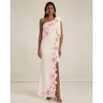 JW PEI Flower Embroidered One-Shoulder Maxi Dress