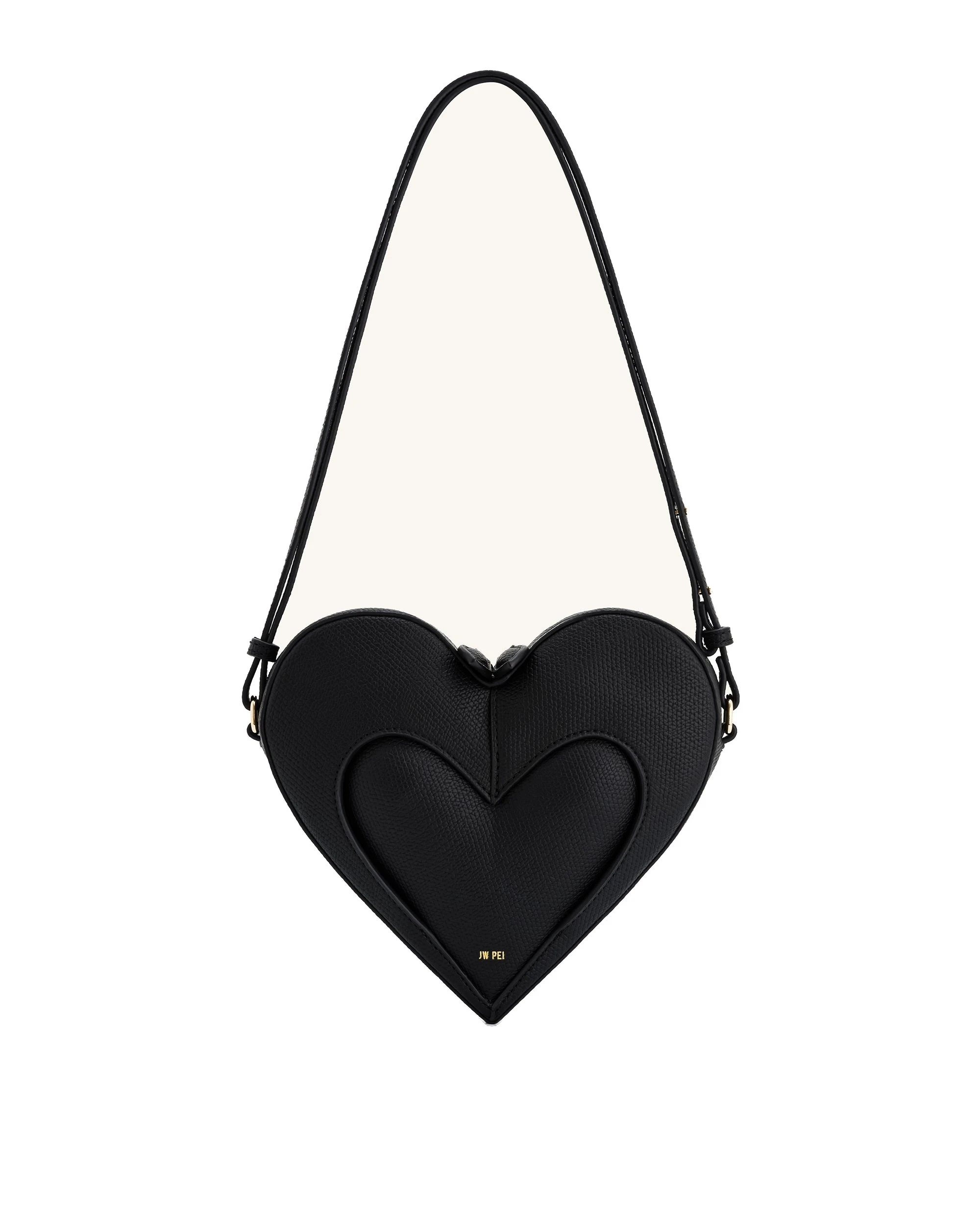 JW PEI Francisca Heart Shaped Crossbody Bag in Black | Shoulder & Crossbody Bags | Luxury Shoes JW PEI Francisca Heart Shaped Crossbody Bag in Black