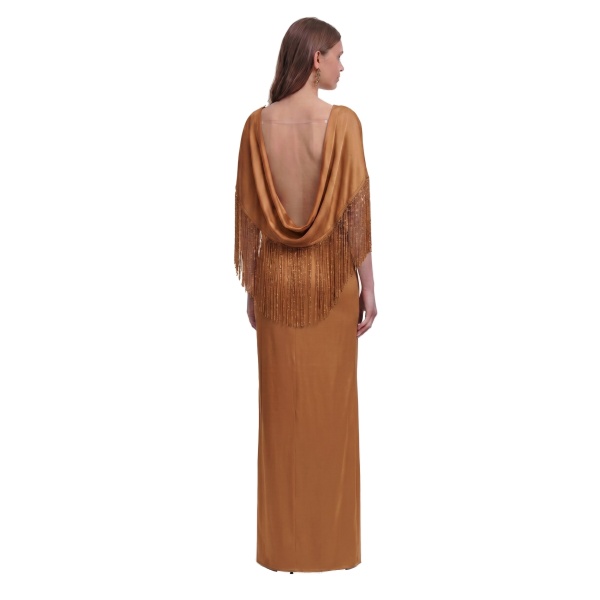 JW PEI Fringe Cape Satin Maxi Dress