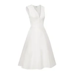 JW PEI Front V-Neck Pleated Midi Dress