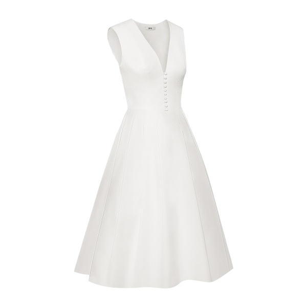 JW PEI Front V-Neck Pleated Midi Dress
