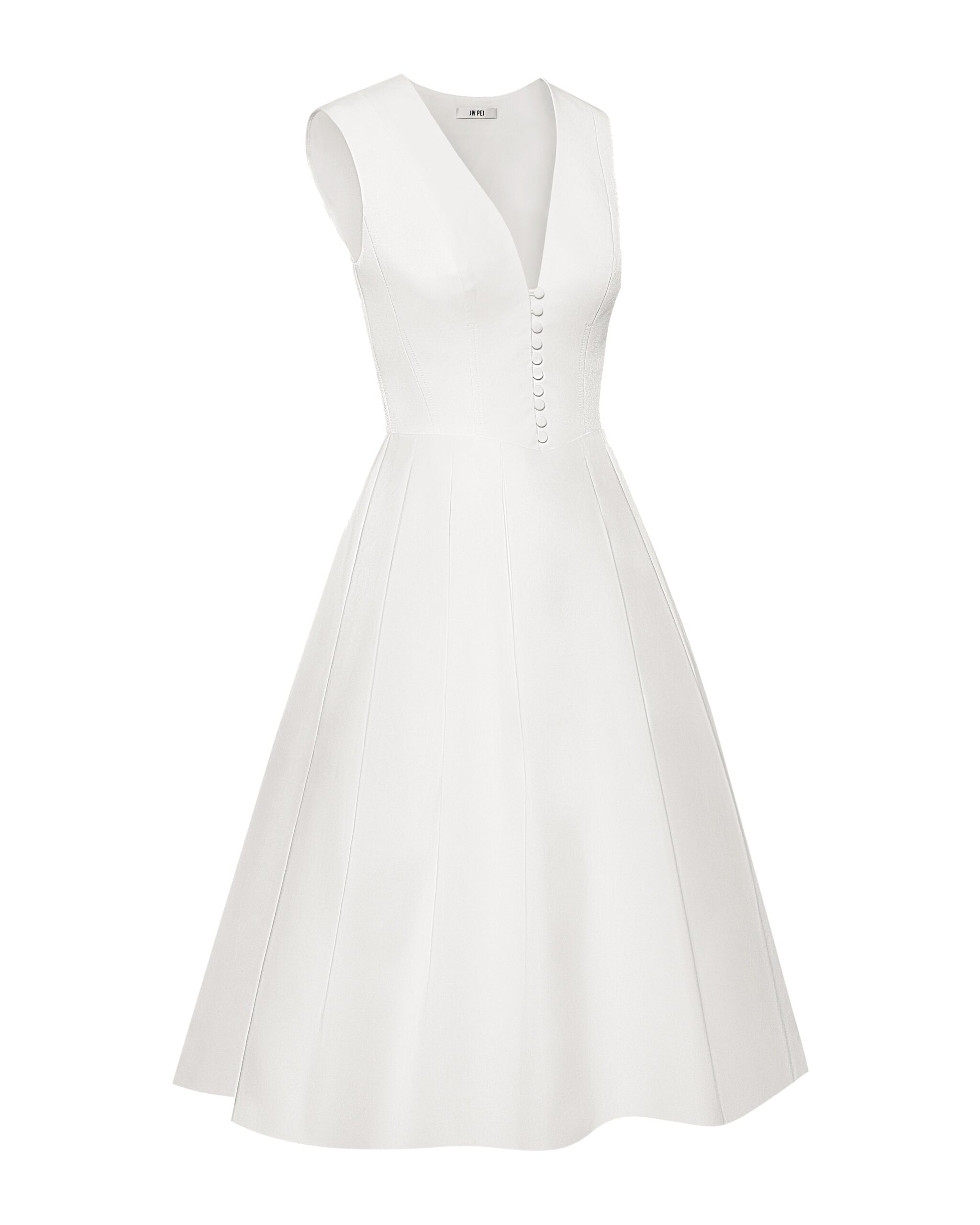 JW PEI midi dress | Los Angeles Vegan Fashion Dresses | Luxury Shoes JW PEI Front V-Neck Pleated Midi Dress