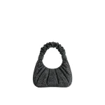 JW PEI Gabbi Artificial Crystal Medium Ruched Hobo Handbag in Anthracite
