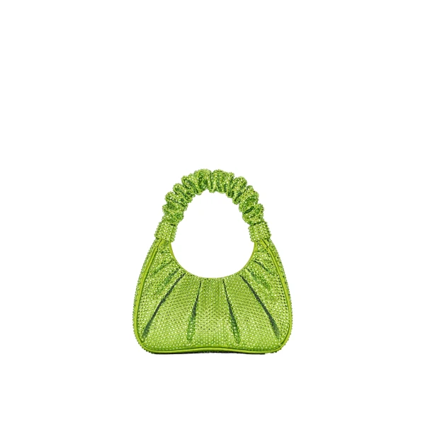 JW PEI Gabbi Artificial Crystal Medium Ruched Hobo Handbag in Green