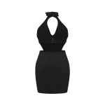 JW PEI Gabriella Belted Cutout Halter Mini Dress