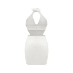 JW PEI Gabriella Belted Cutout Halter Mini Dress