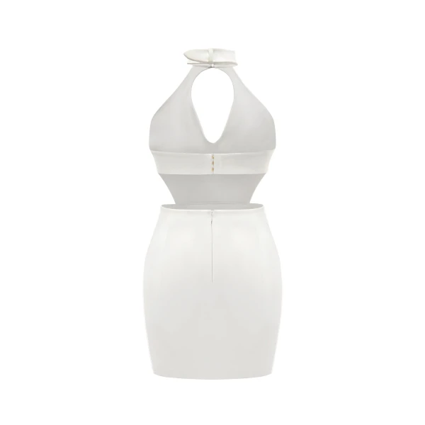 JW PEI Gabriella Belted Cutout Halter Mini Dress