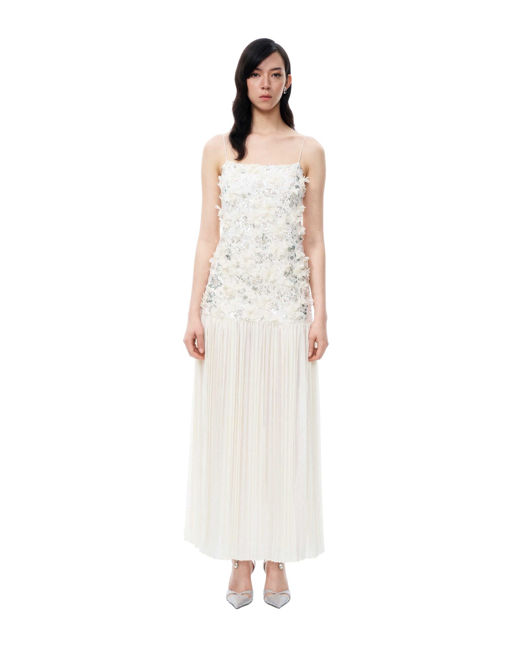 JW PEI maxi dress | Los Angeles Vegan Fashion Dresses | Luxury Shoes JW PEI Galadriel 3D Floral Sequin Maxi Dress
