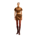 JW PEI Grace Faux Suede Crop Top and Mini Skirt Set