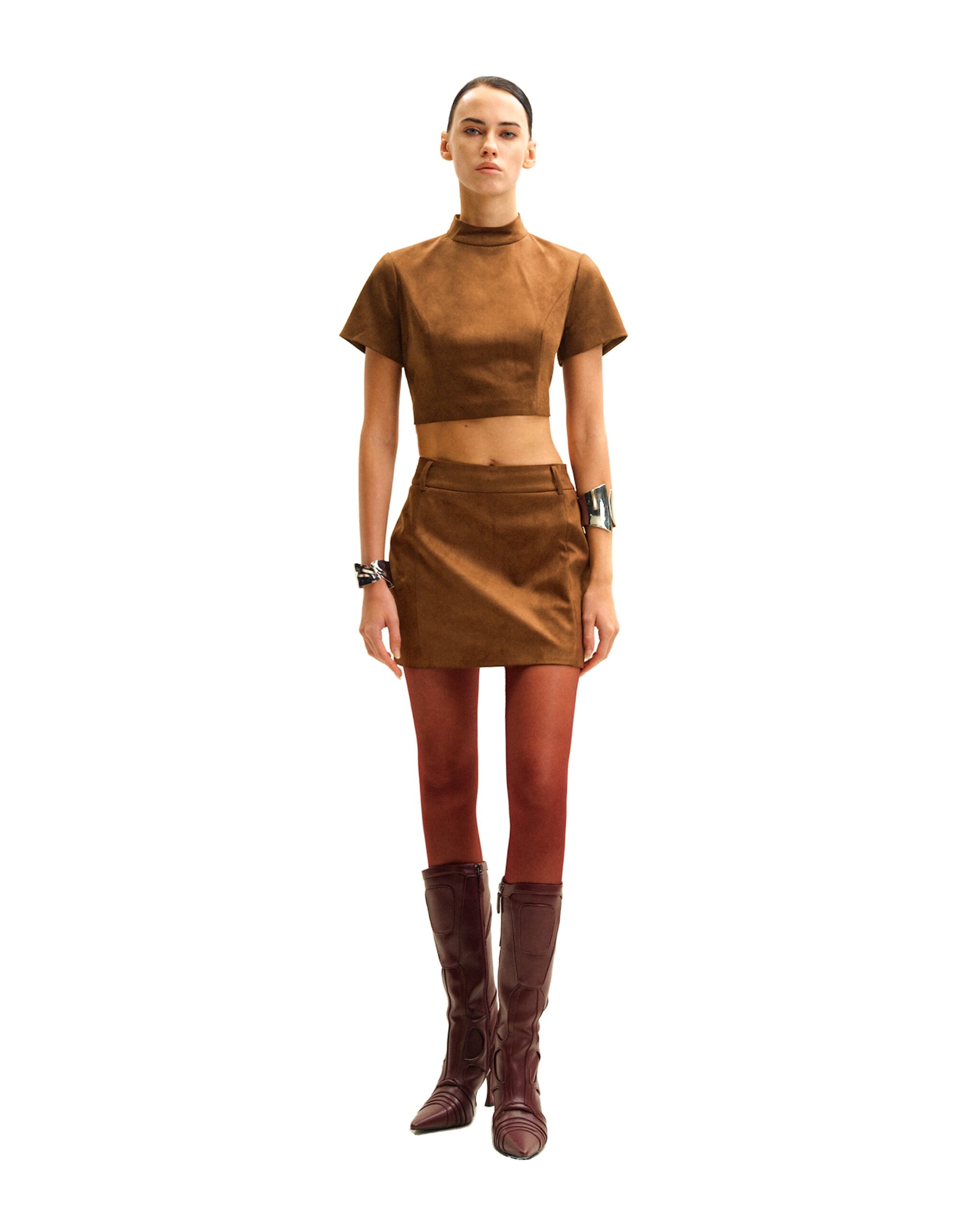 JW PEI set | Los Angeles Vegan Fashion Tops | Luxury Shoes JW PEI Grace Faux Suede Crop Top and Mini Skirt Set