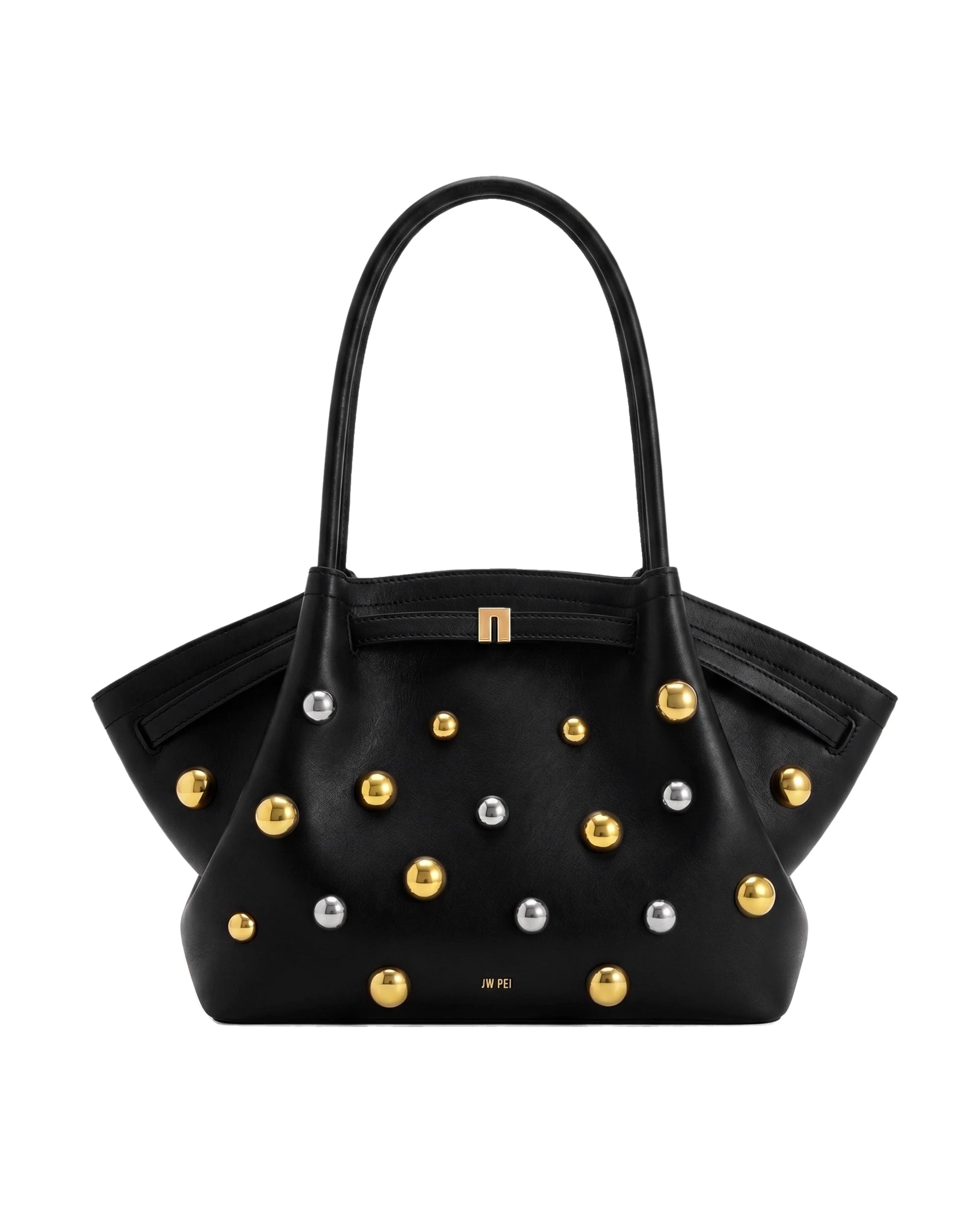 JW PEI Hana Large Studded Tote Bag in Dark Black | Totes & Top-Handle Bags | Luxury Shoes JW PEI Hana Large Studded Tote Bag in Dark Black
