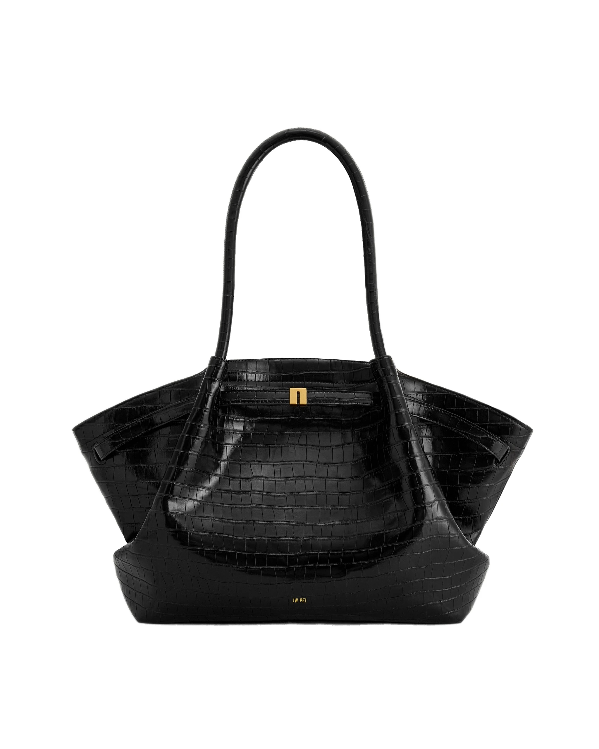 JW PEI Hana Large Tote Bag in Black Croc | Totes & Top-Handle Bags | Luxury Shoes JW PEI Hana Large Tote Bag in Black Croc