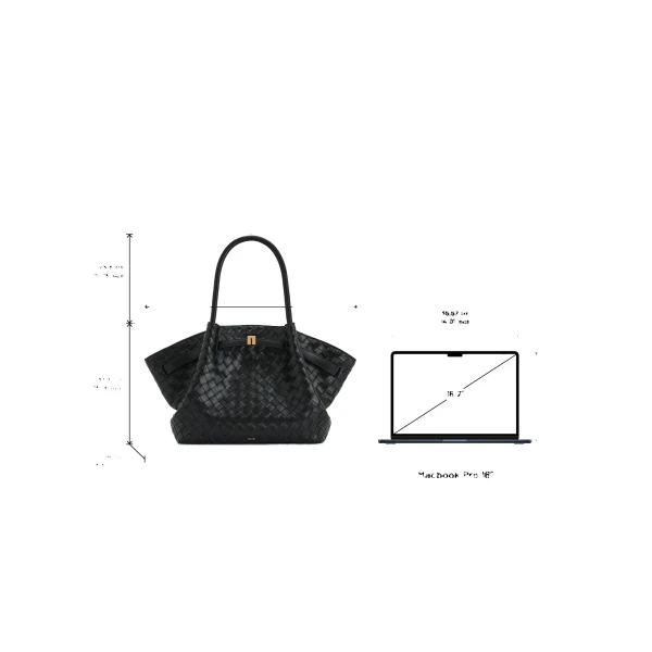 JW PEI Hana Large Weave Texture Tote Bag in Black view six
