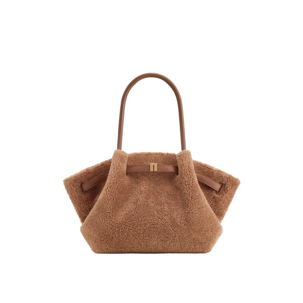 JW PEI Hana Medium Faux Fur Tote Bag in Coffee Brown