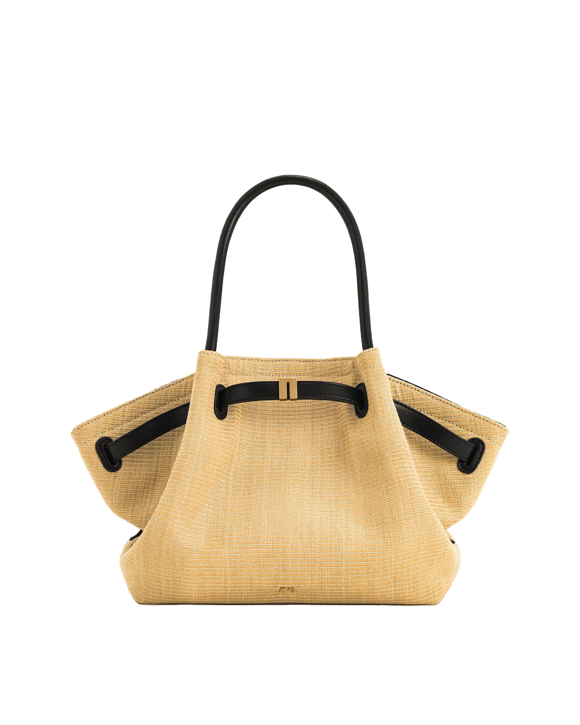 JW PEI Hana Medium Faux Straw Tote Bag in Brown Straw | Totes & Top-Handle Bags | Luxury Shoes JW PEI Hana Medium Faux Straw Tote Bag in Brown Straw