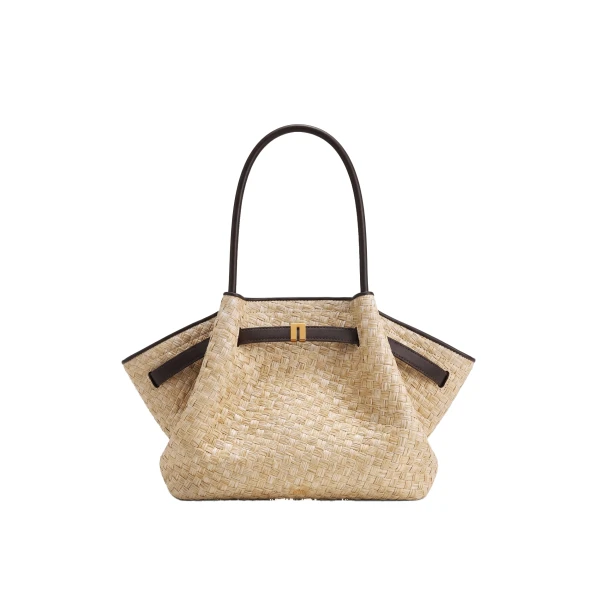 JW PEI Hana Medium Faux Straw Tote Bag in Brown