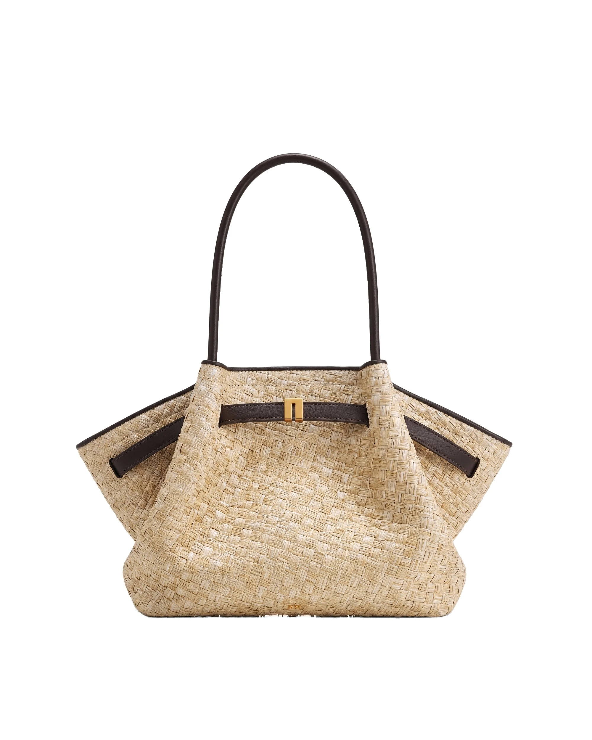 JW PEI Hana Medium Faux Straw Tote Bag in Brown | Totes & Top-Handle Bags | Luxury Shoes JW PEI Hana Medium Faux Straw Tote Bag in Brown