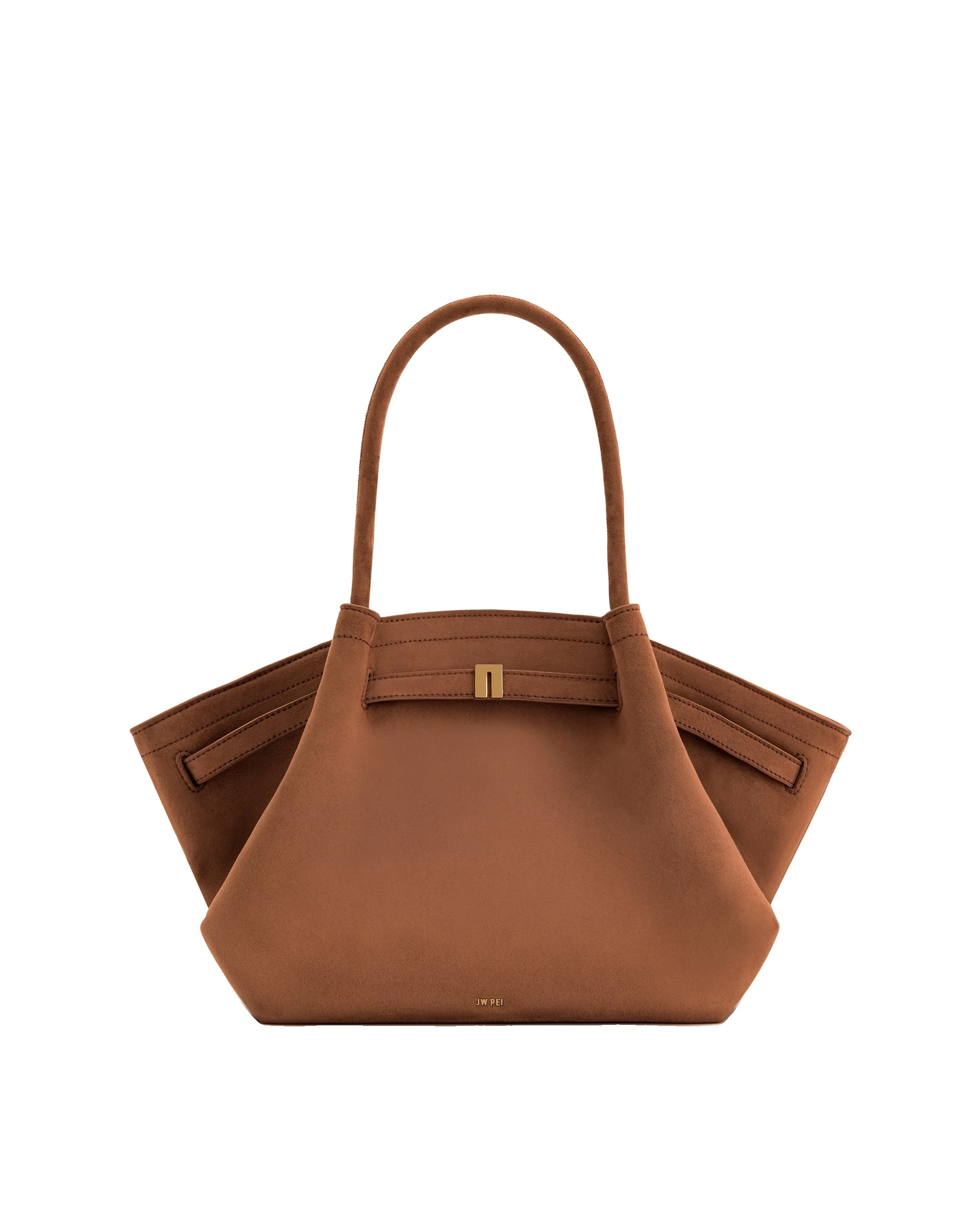 JW PEI Hana Medium Faux Suede Tote Bag in Brown | Totes & Top-Handle Bags | Luxury Shoes JW PEI Hana Medium Faux Suede Tote Bag in Brown