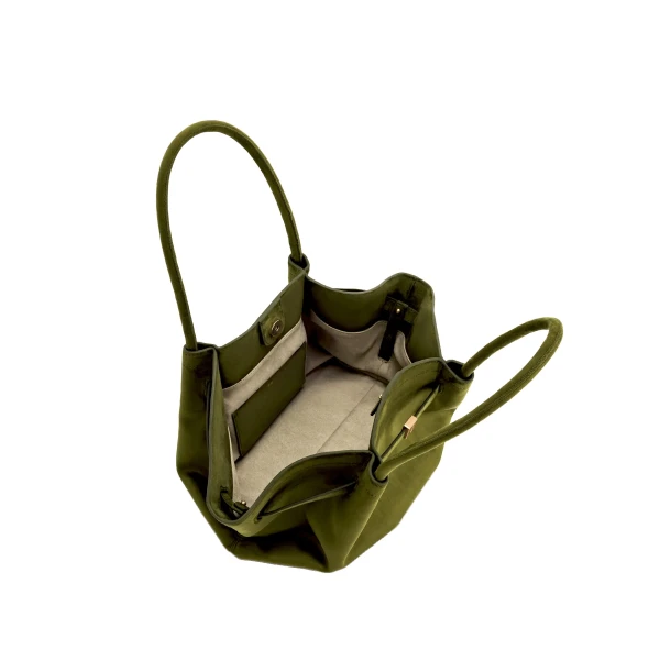 JW PEI Hana Medium Faux Suede Tote Bag in Dark Olive view six