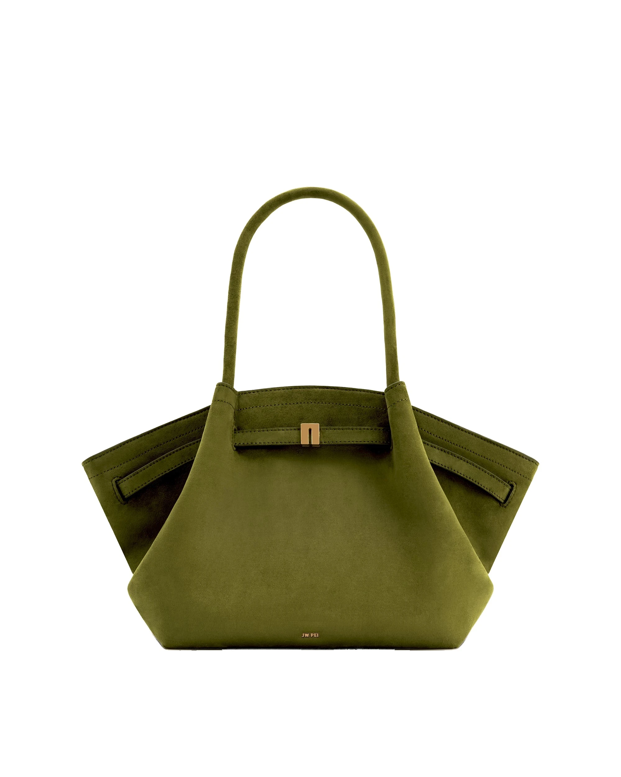 JW PEI Hana Medium Faux Suede Tote Bag in Dark Olive | Totes & Top-Handle Bags | Luxury Shoes JW PEI Hana Medium Faux Suede Tote Bag in Dark Olive