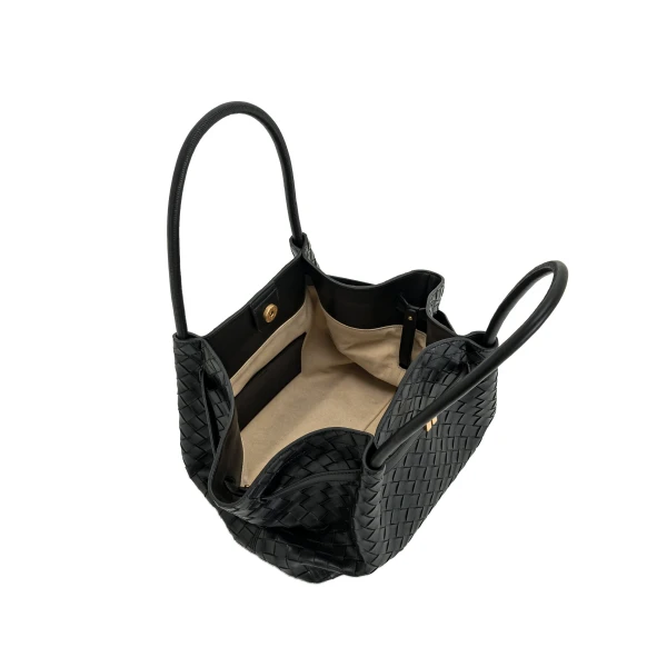 JW PEI Hana Medium Weave Texture Tote Bag in Black view six