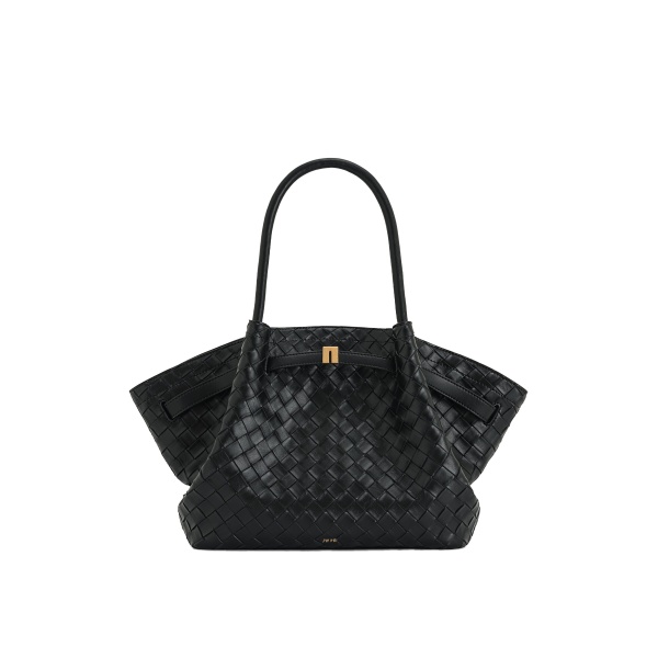JW PEI Hana Medium Weave Texture Tote Bag in Black