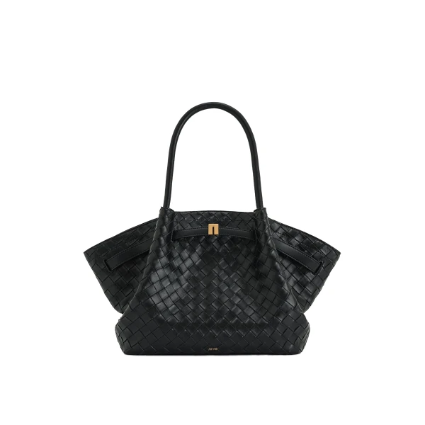 JW PEI Hana Medium Weave Texture Tote Bag in Black