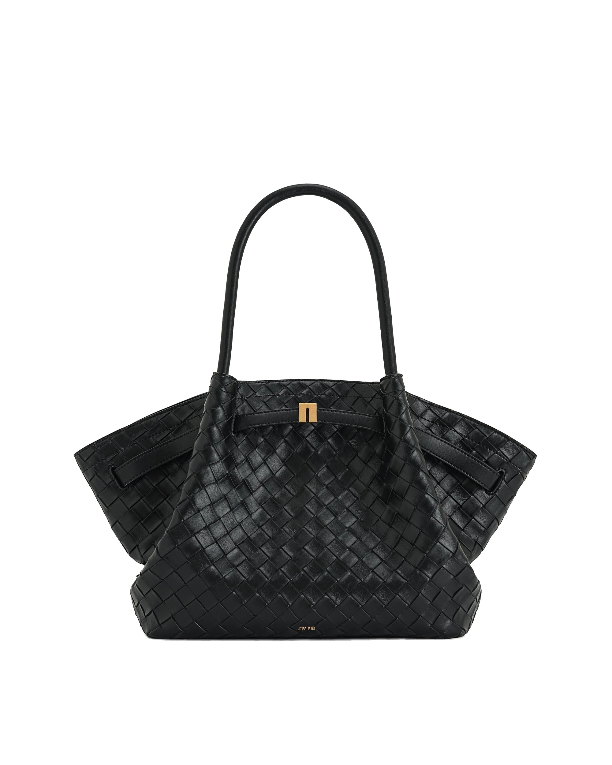 JW PEI Hana Medium Weave Texture Tote Bag in Black | Totes & Top-Handle Bags | Luxury Shoes JW PEI Hana Medium Weave Texture Tote Bag in Black