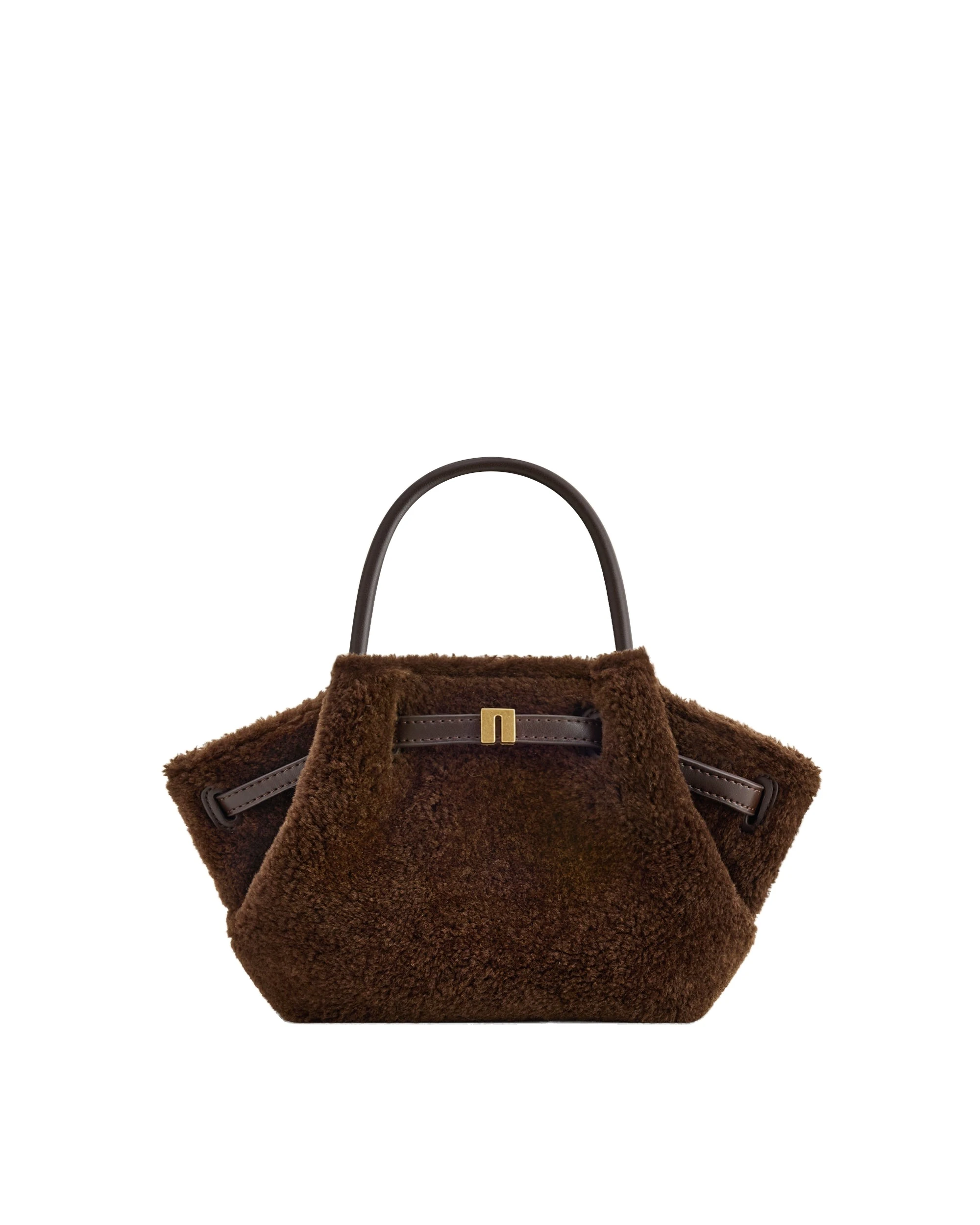 JW PEI Hana Mini Faux Fur Tote Bag in Dark Brown | Mini Bags | Luxury Shoes JW PEI Hana Mini Faux Fur Tote Bag in Dark Brown