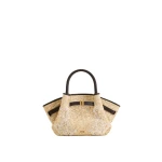 JW PEI Hana Mini Faux Straw Beading Tote Bag in Brown