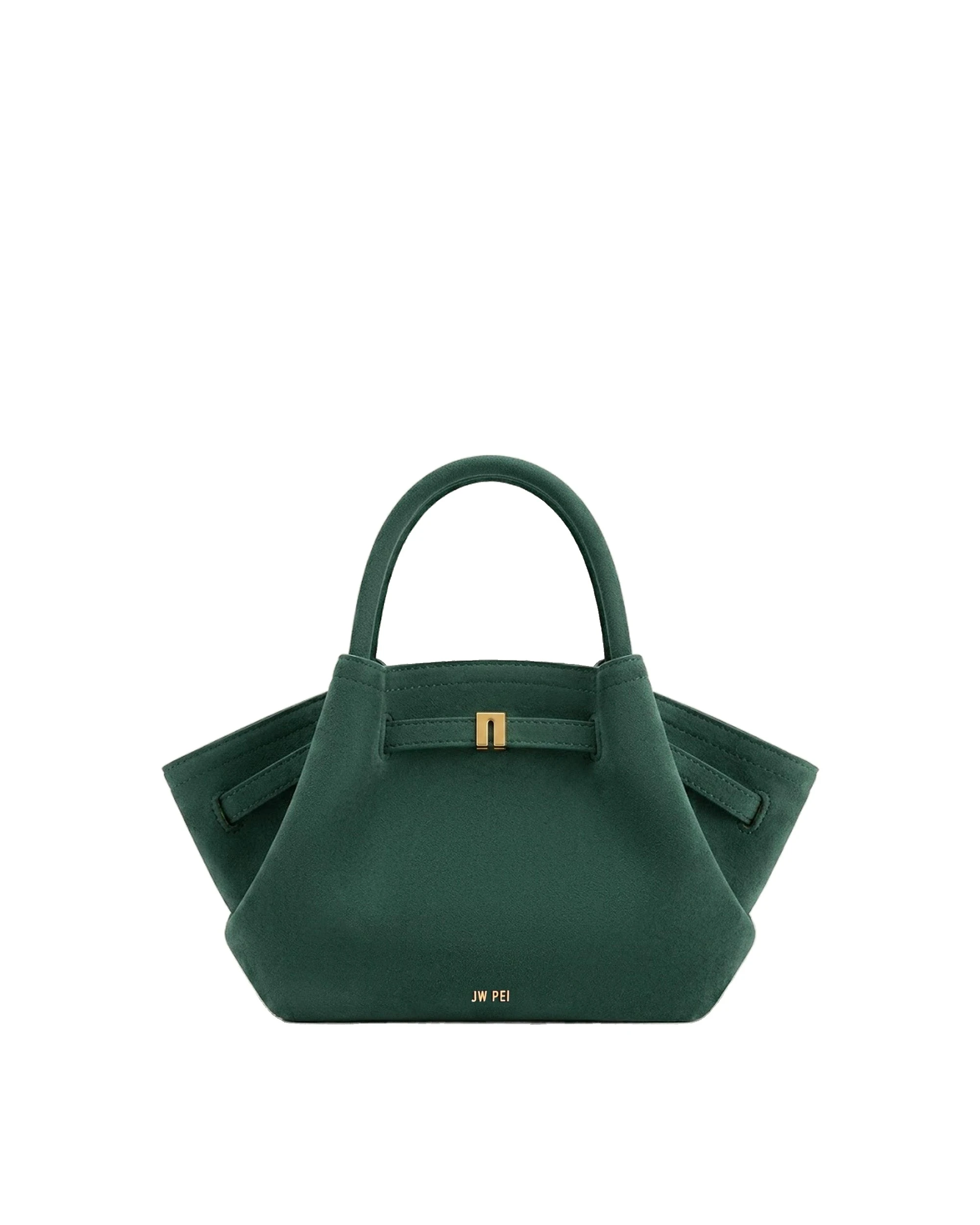 JW PEI Hana Mini Faux Suede Tote Bag in Forest Green | Mini Bags | Luxury Shoes JW PEI Hana Mini Faux Suede Tote Bag in Forest Green