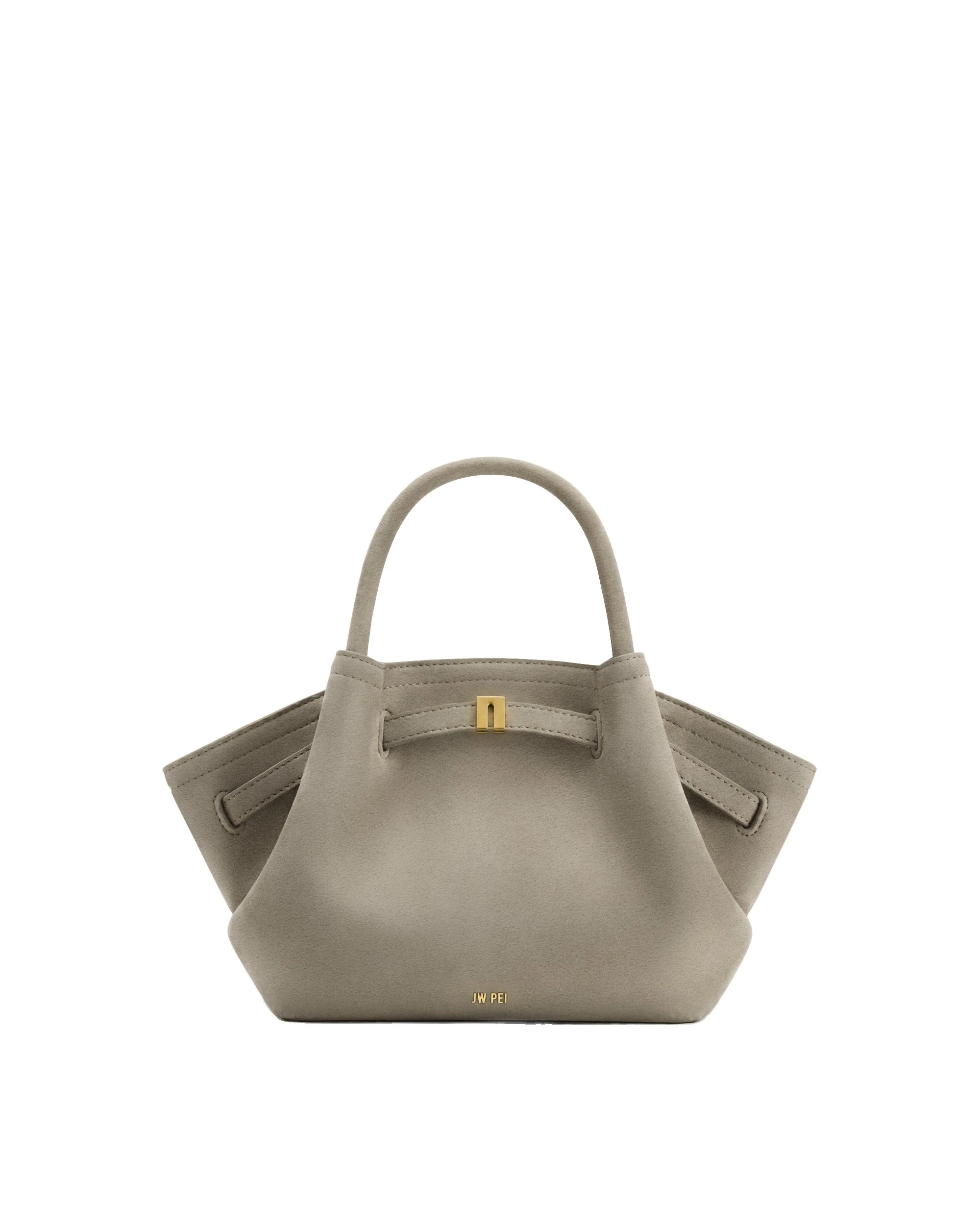 JW PEI Hana Mini Faux Suede Tote Bag in Gray | Mini Bags | Luxury Shoes JW PEI Hana Mini Faux Suede Tote Bag in Gray