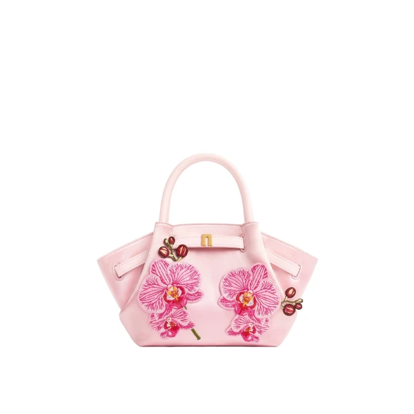JW PEI Hana Mini Phalaenopsis Orchid Embroidery Tote Bag in Pink