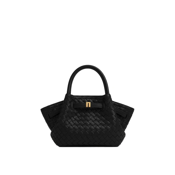 Hana Mini Weave Tote Bag in Black