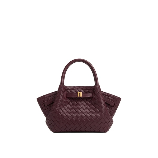 JW PEI Hana Mini Woven Tote Bag in Dark Burgundy