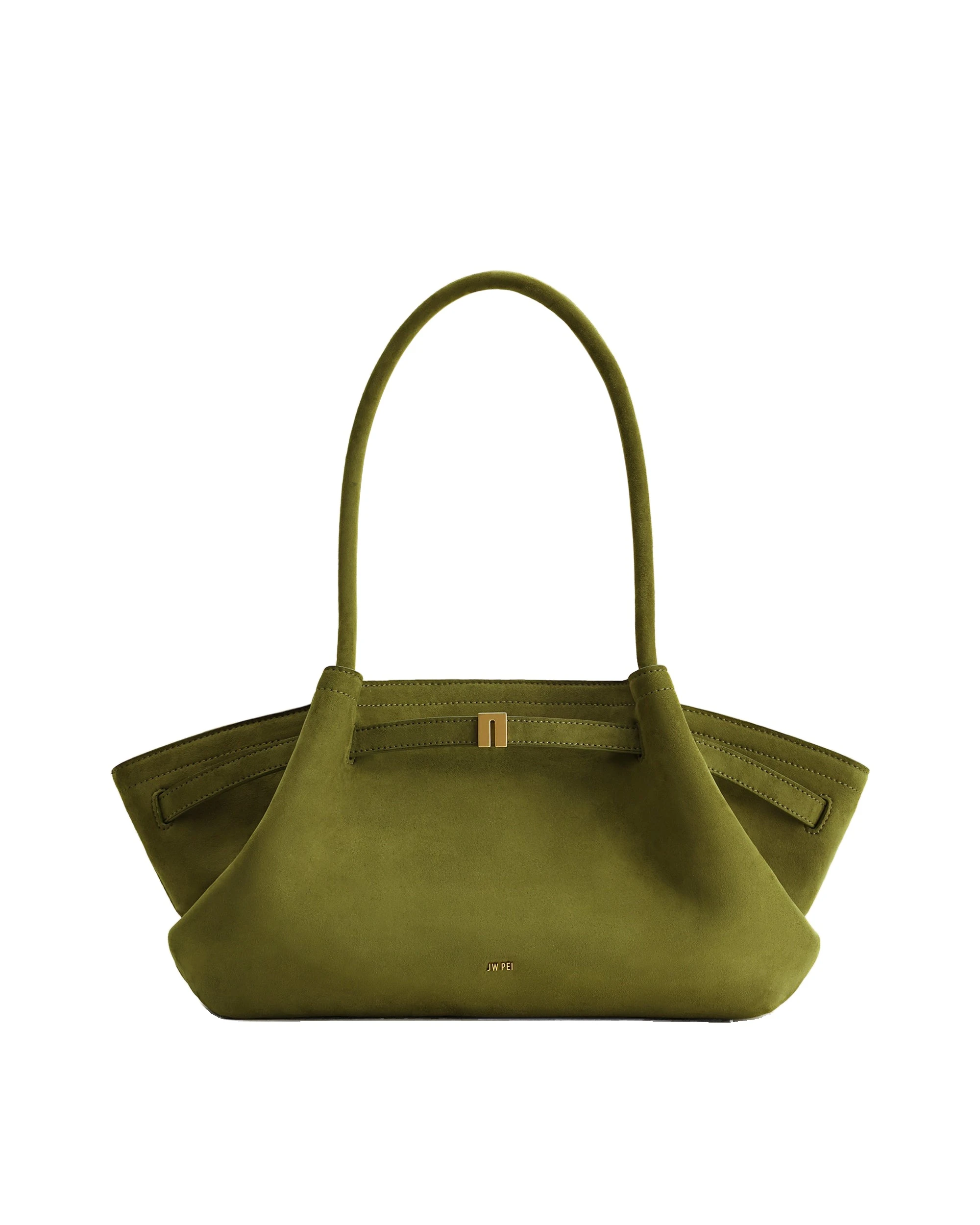 JW PEI Hana Wide Faux Suede Tote Bag in Olive Green | Totes & Top-Handle Bags | Luxury Shoes JW PEI Hana Wide Faux Suede Tote Bag in Olive Green