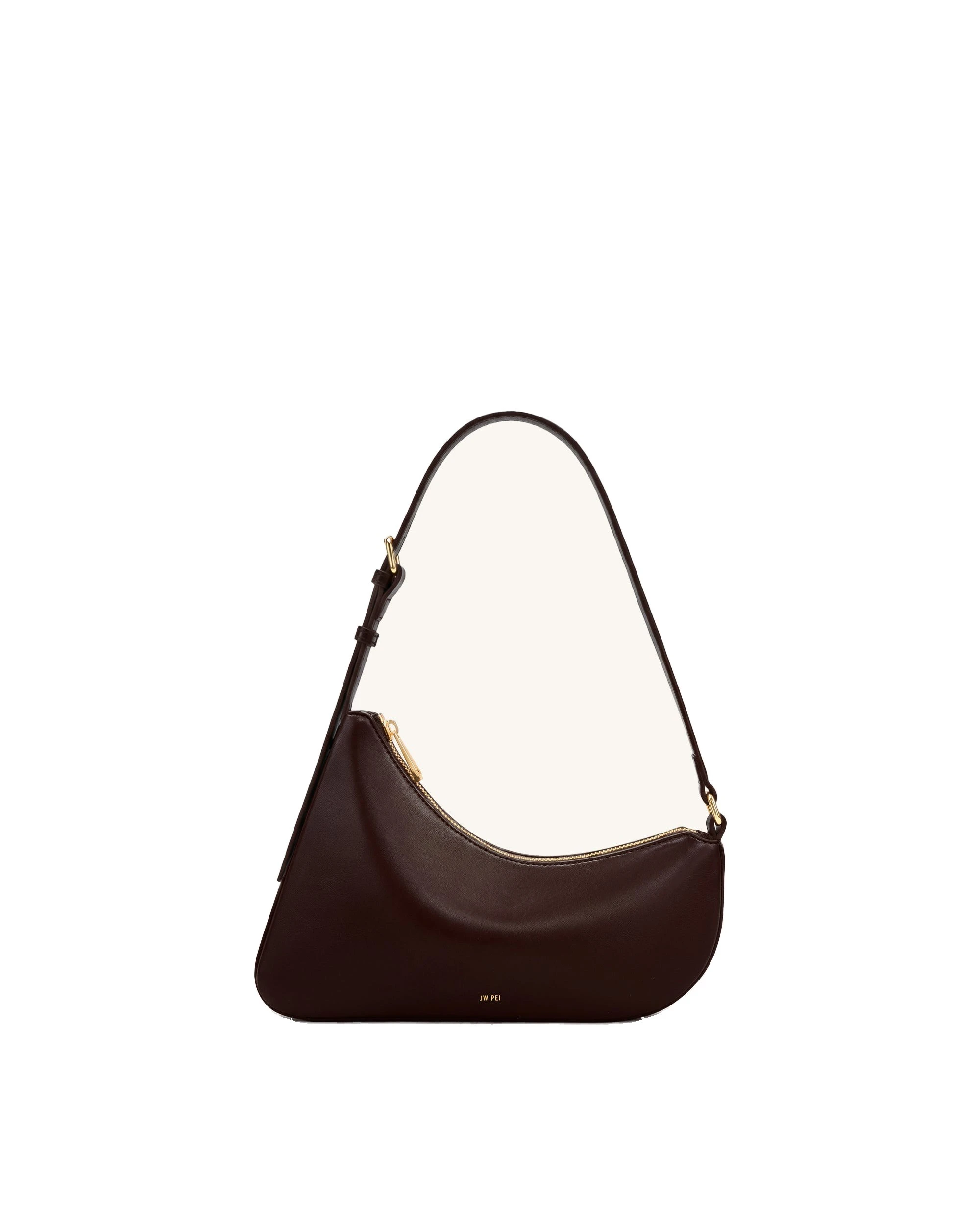 JW PEI Harlee Curved Zip Shoulder Bag in Dark Brown | Shoulder & Crossbody Bags | Luxury Shoes JW PEI Harlee Curved Zip Shoulder Bag in Dark Brown