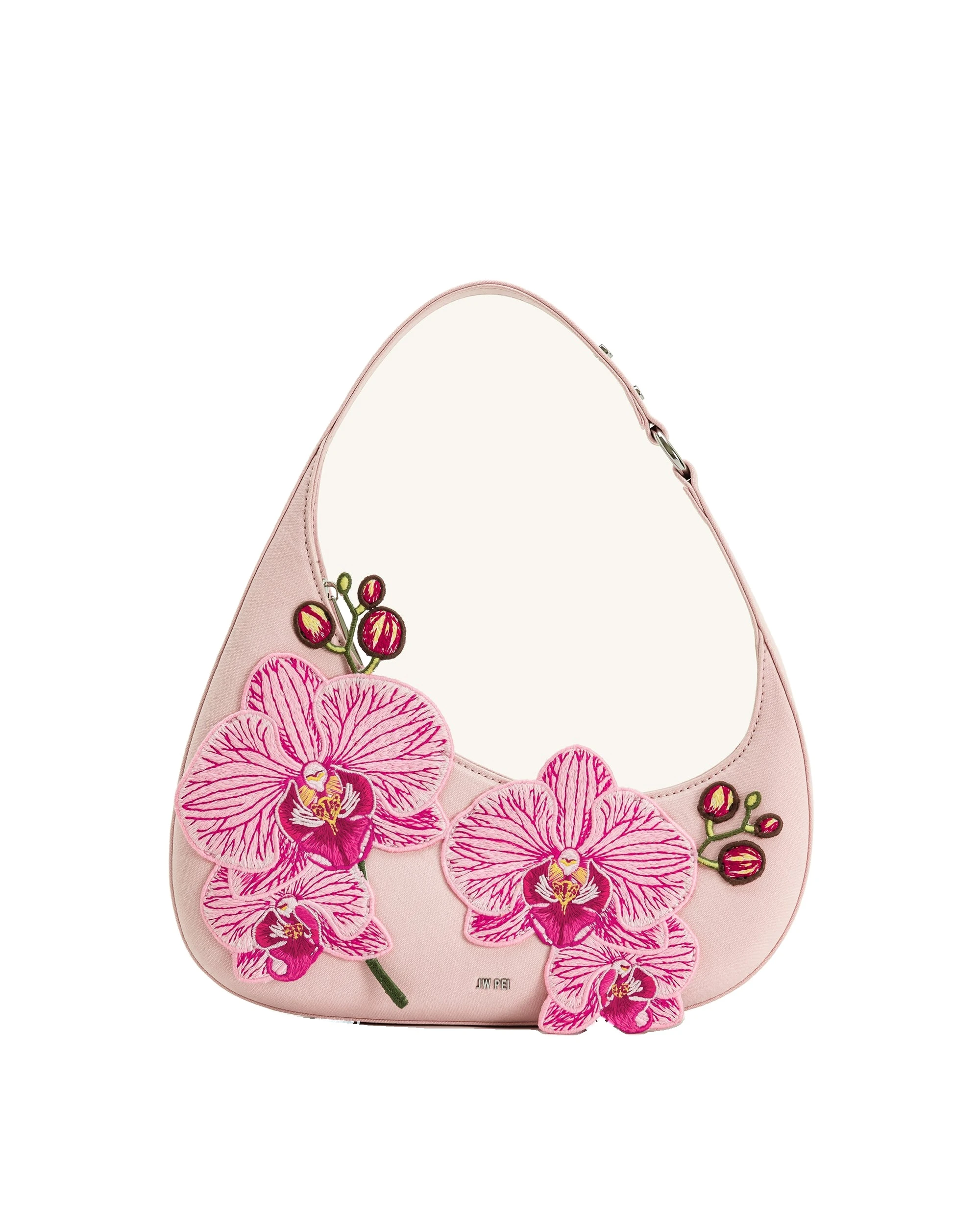 JW PEI Harlee Orchid Embroidered Shoulder Bag in Pink | Shoulder & Crossbody Bags | Luxury Shoes JW PEI Harlee Orchid Embroidered Shoulder Bag in Pink