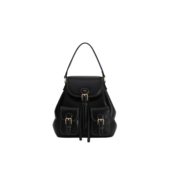 Harper Buckle Pocket Backpack in Black