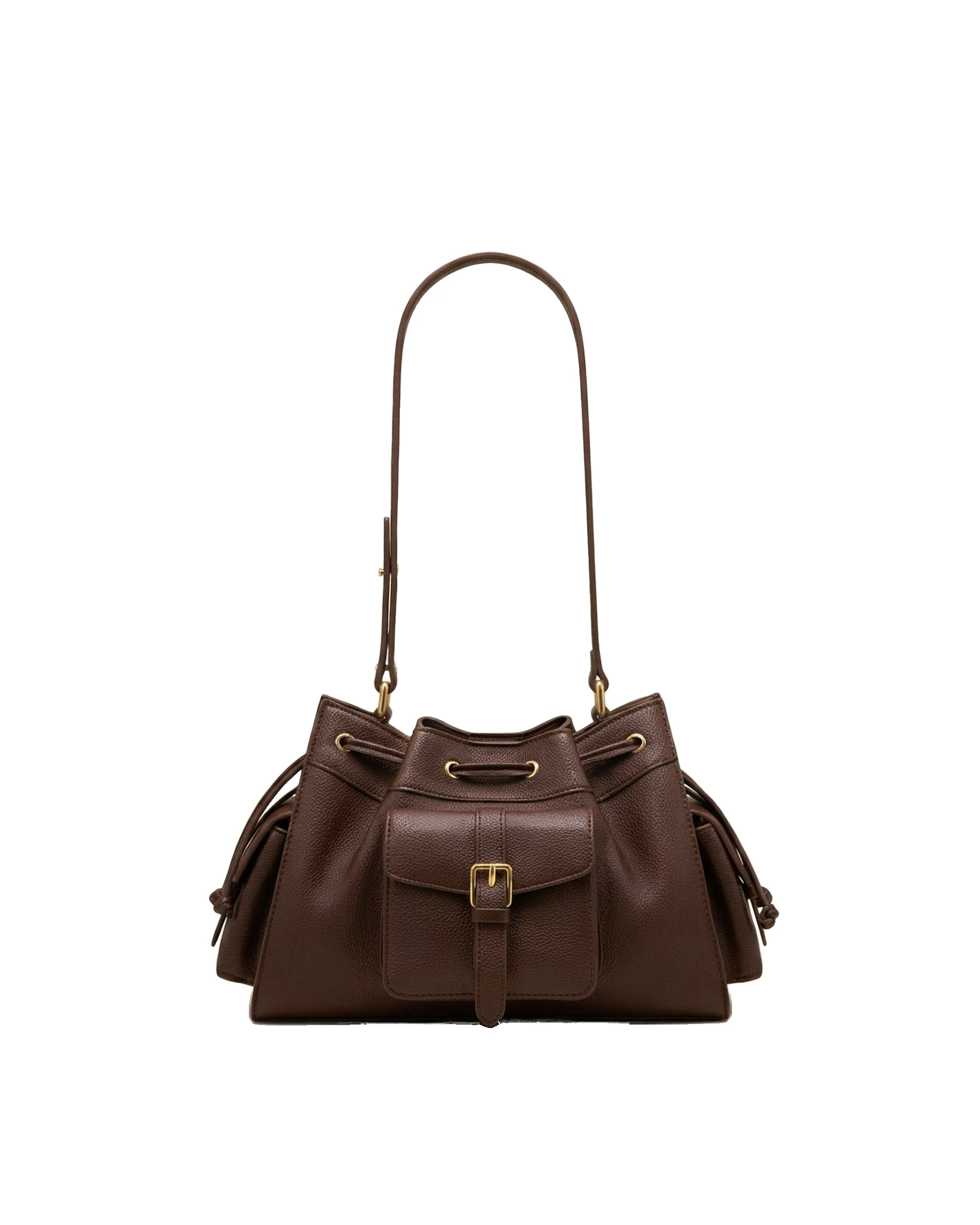 JW PEI Harper Drawstring Shoulder Bag in Brown | Bucket Bags | Luxury Shoes JW PEI Harper Drawstring Shoulder Bag in Brown