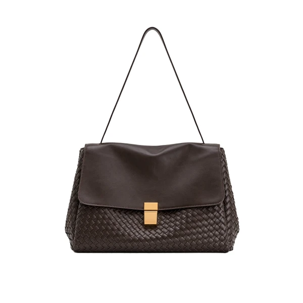 JW PEI Hilary Woven Shoulder Bag in Dark Brown