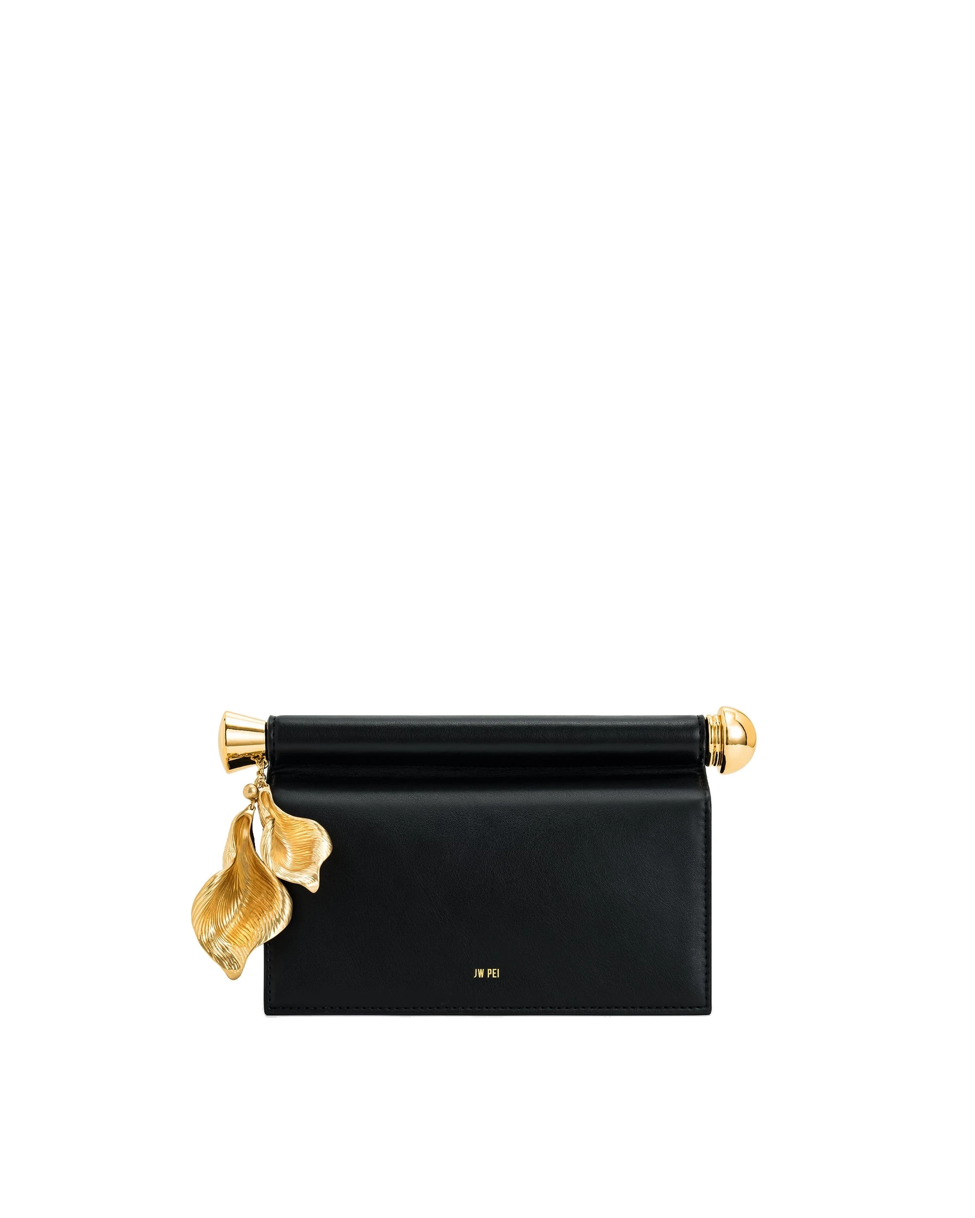 JW PEI Holly Metal Pendant Embellished Clutch in Black | Clutch Bags | Luxury Shoes JW PEI Holly Metal Pendant Embellished Clutch in Black