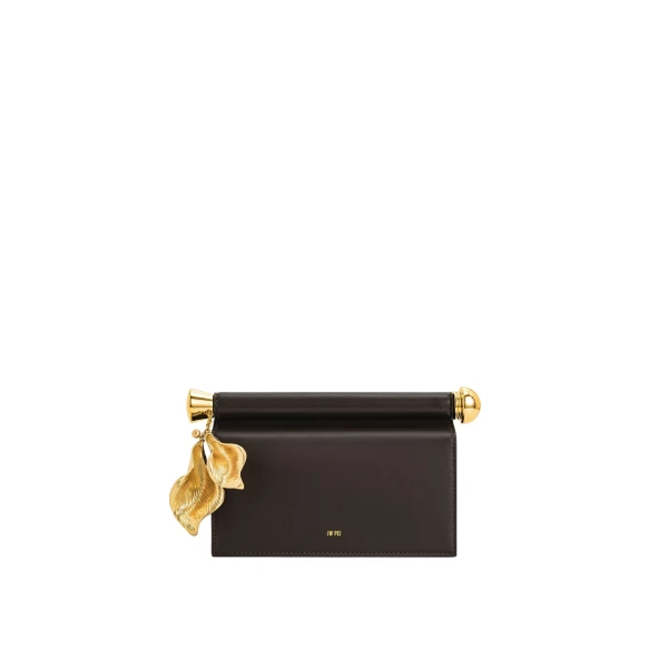 JW PEI Holly Metal Pendant Embellished Clutch in Dark Brown