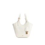 JW PEI Ines Faux Ostrich Padlock Tote Bag in White
