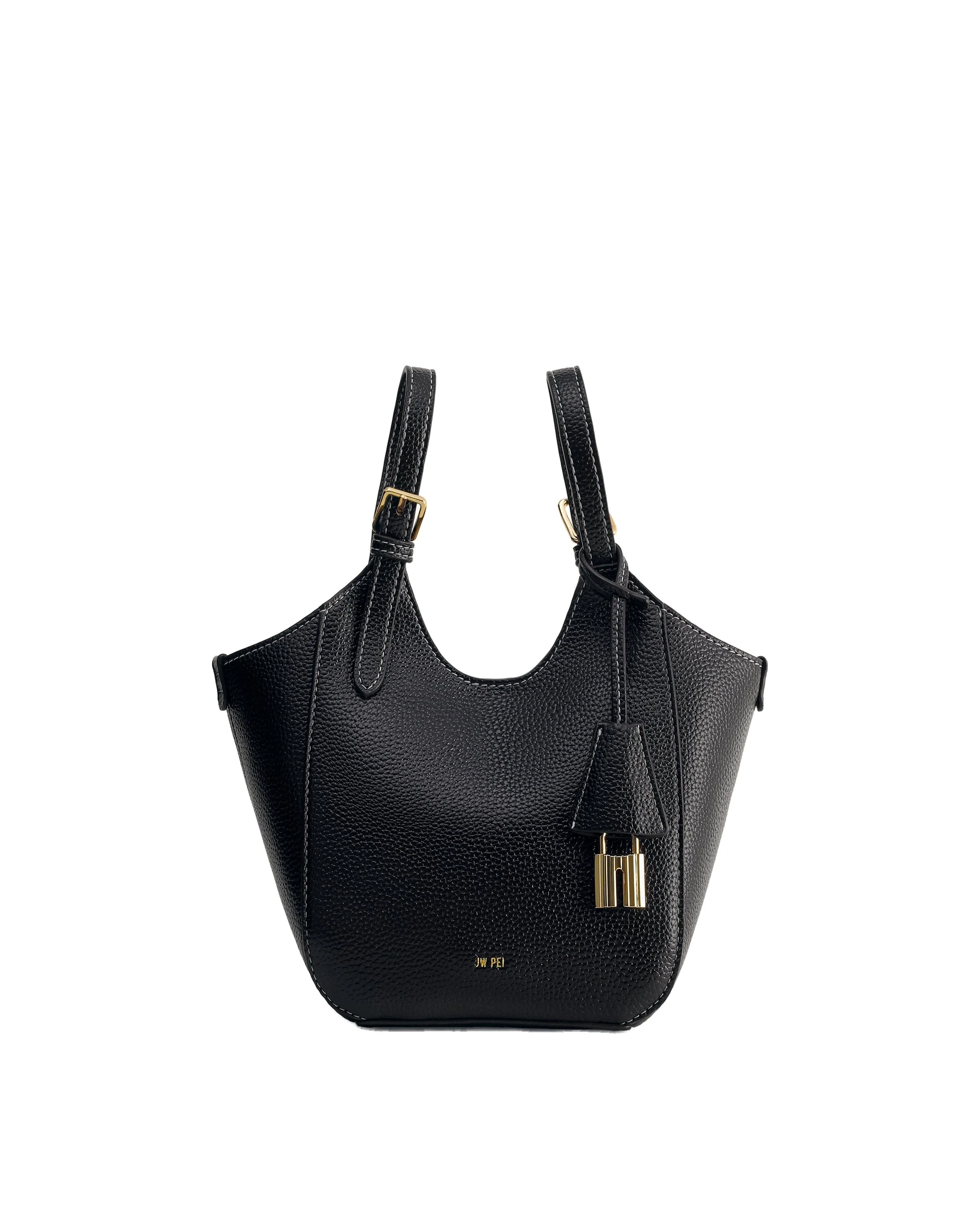JW PEI Ines Padlock Tote Bag in Black | Totes & Top-Handle Bags | Luxury Shoes JW PEI Ines Padlock Tote Bag in Black