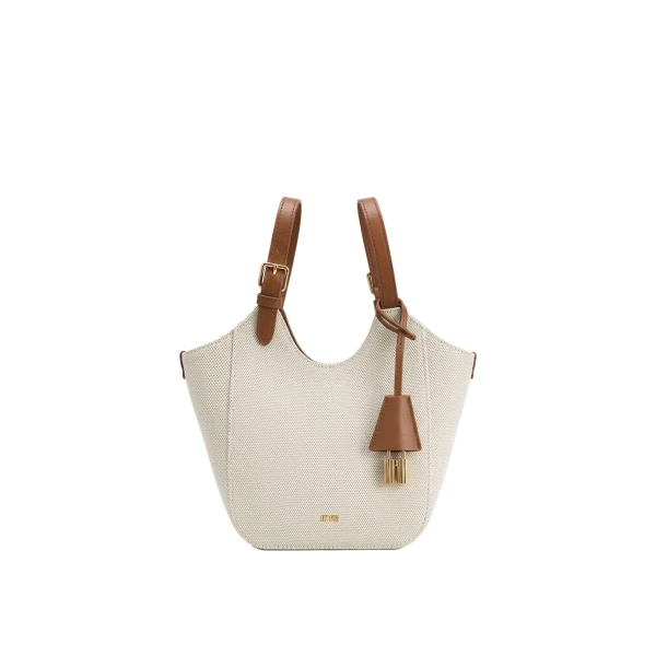JW PEI Ines Padlock Tote Bag in Brown Canvas