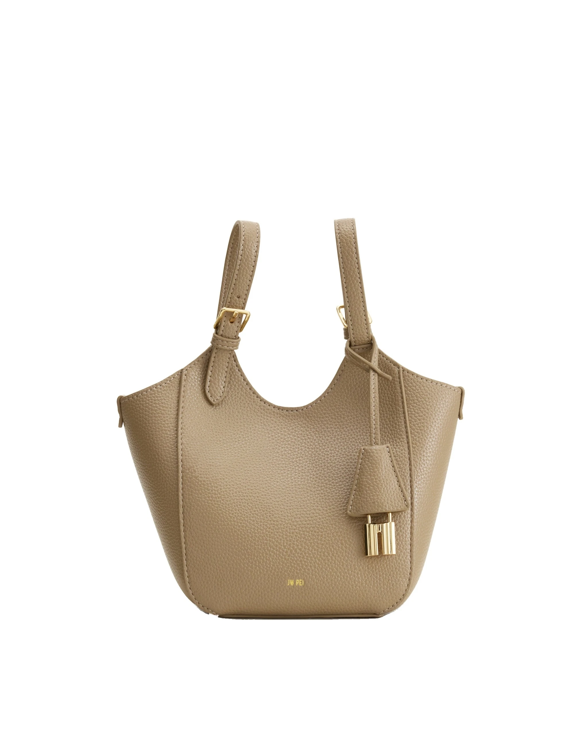 JW PEI Ines Padlock Tote Bag in Gray Beige | Totes & Top-Handle Bags | Luxury Shoes JW PEI Ines Padlock Tote Bag in Gray Beige