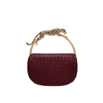 JW PEI Ione Woven Leopard Shaped Top Handle Bag in Burgundy | Totes & Top-Handle Bags | Luxury Shoes JW PEI Ione Woven Leopard Shaped Top Handle Bag in Burgundy