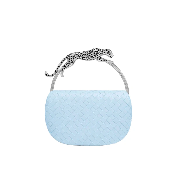 JW PEI Ione Woven Leopard Shaped Top Handle Bag in Light Blue